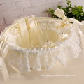 Whalesales bridal party lace satin decoration wedding flower girl basket for gift